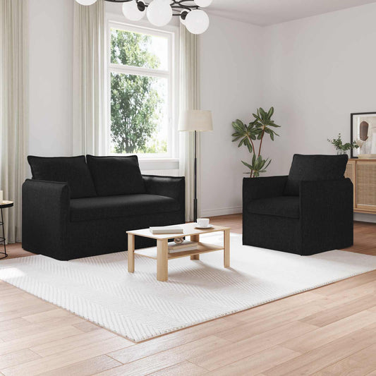 Kanapé Szett 2 pcs Fekete 136 x 82 x 85 cm Szövet