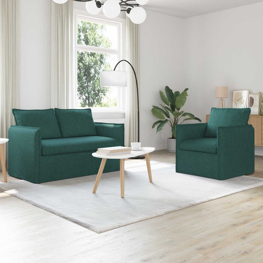 Kanapé Szett 2 pcs Sötétzöld 136 x 82 x 85 cm Szövet
