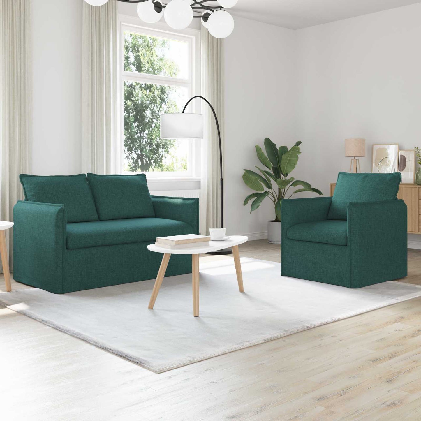 Kanapé Szett 2 pcs Sötétzöld 136 x 82 x 85 cm Szövet