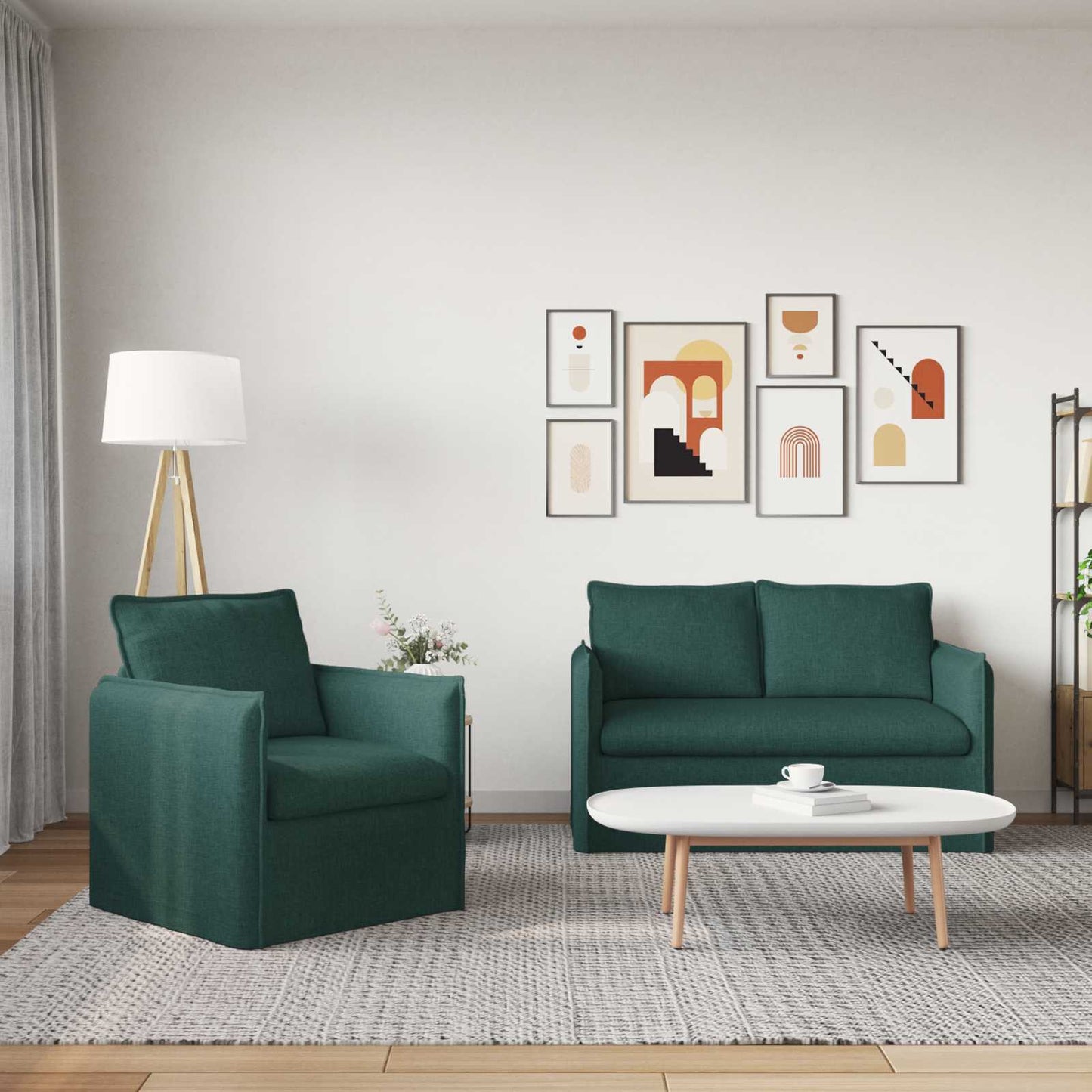 Kanapé Szett 2 pcs Sötétzöld 136 x 82 x 85 cm Szövet
