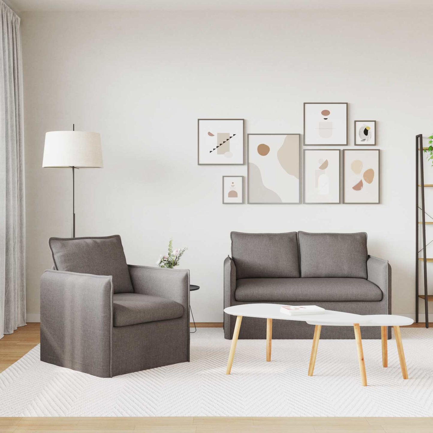 Kanapé Szett 2 pcs Tópszínű 136 x 82 x 85 cm Szövet