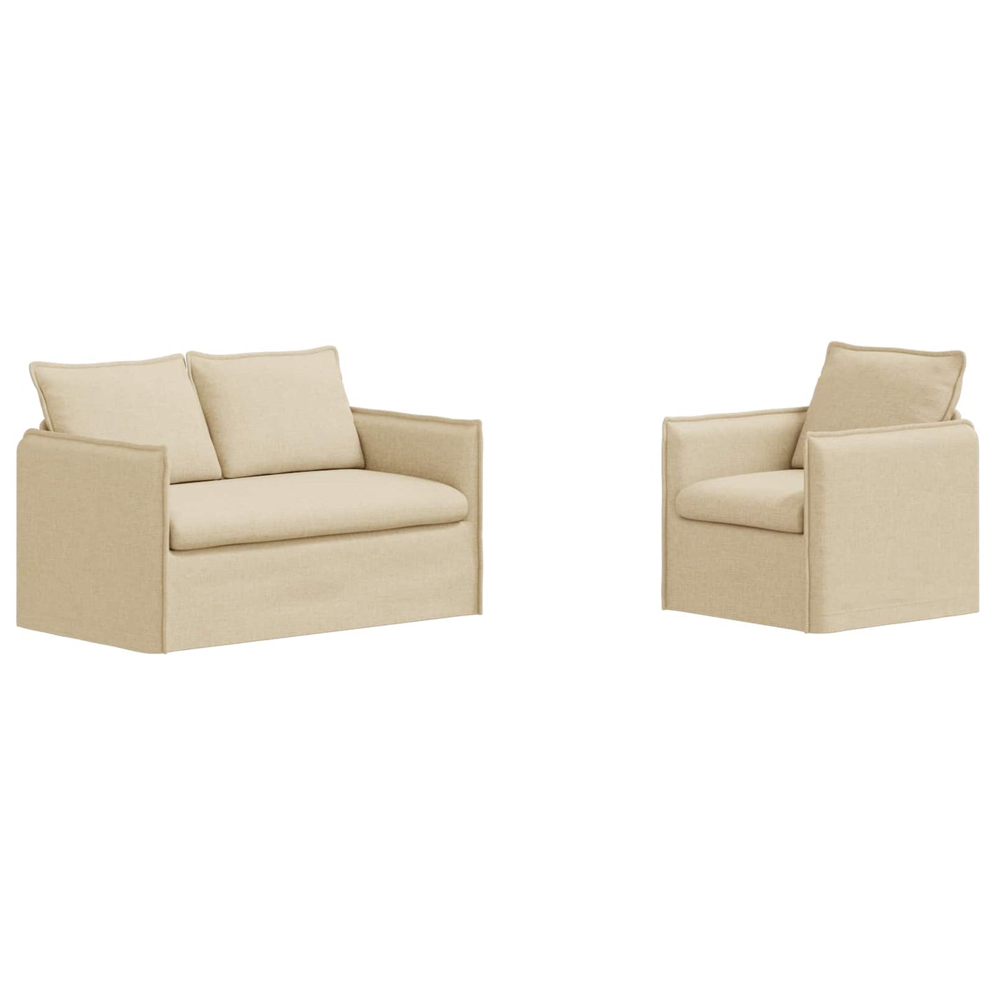 Kanapé Szett 2 pcs Krémszínű 136 x 82 x 85 cm Szövet