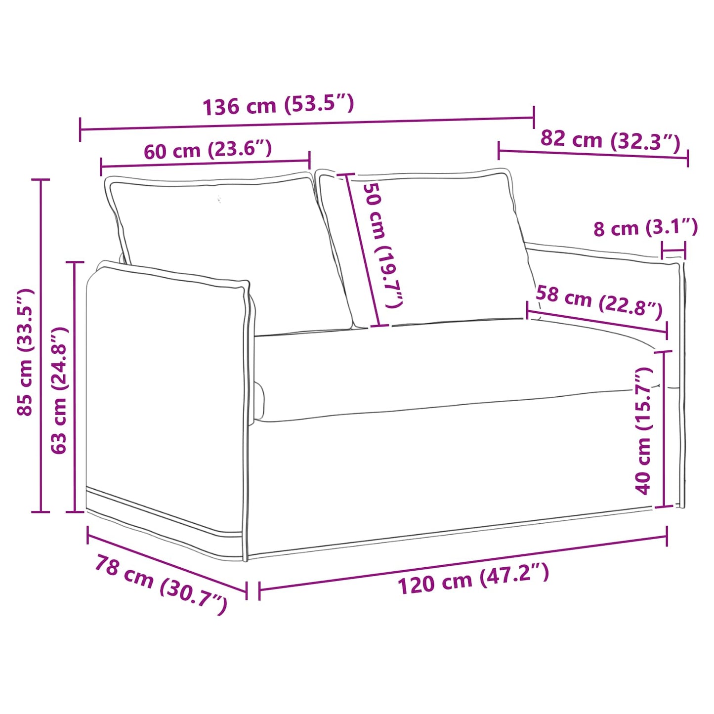 Kanapé Szett 2 pcs Krémszínű 136 x 82 x 85 cm Szövet