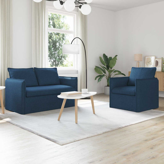 Kanapé Szett 2 pcs Kék 136 x 82 x 85 cm Szövet