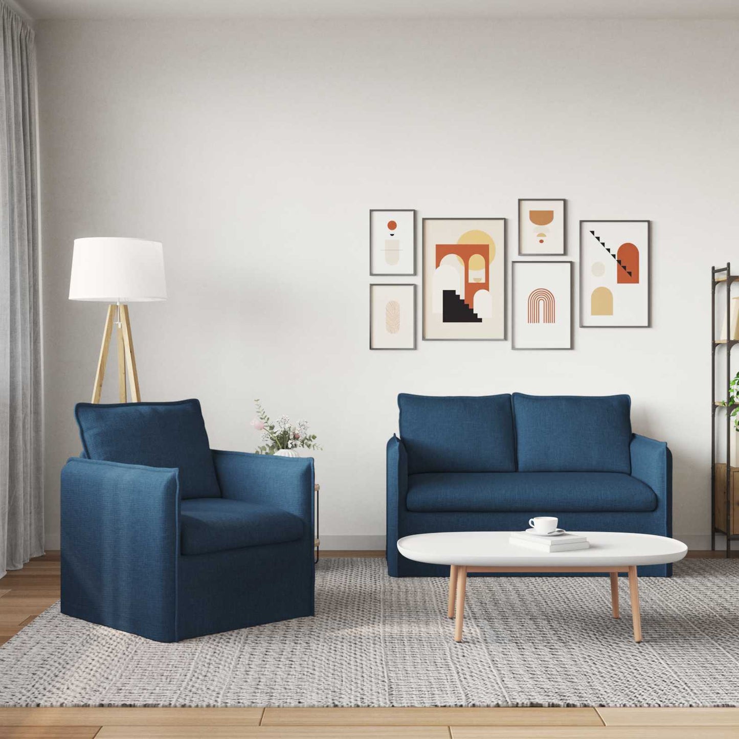 Kanapé Szett 2 pcs Kék 136 x 82 x 85 cm Szövet