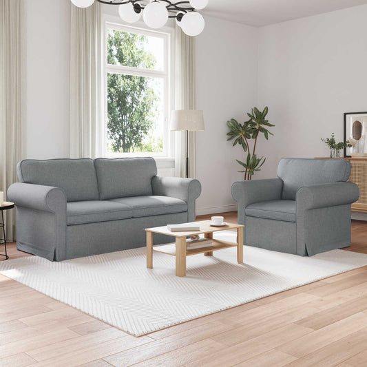 Kanapé Szett 2 pcs Világosszürke 175 x 82 x 80 cm szövet