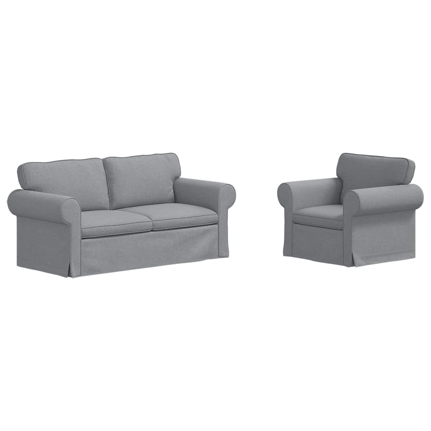 Kanapé Szett 2 pcs Világosszürke 175 x 82 x 80 cm szövet