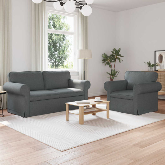 Kanapé Szett 2 pcs Sötétszürke 175 x 82 x 80 cm szövet