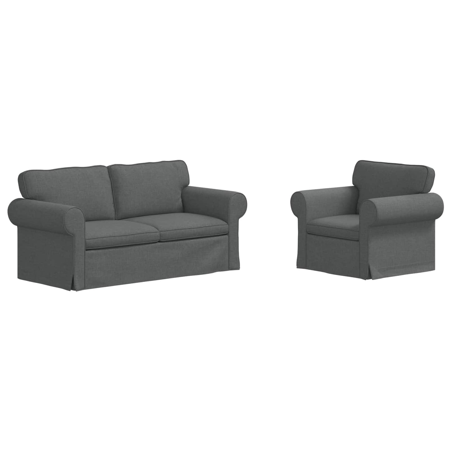 Kanapé Szett 2 pcs Sötétszürke 175 x 82 x 80 cm szövet