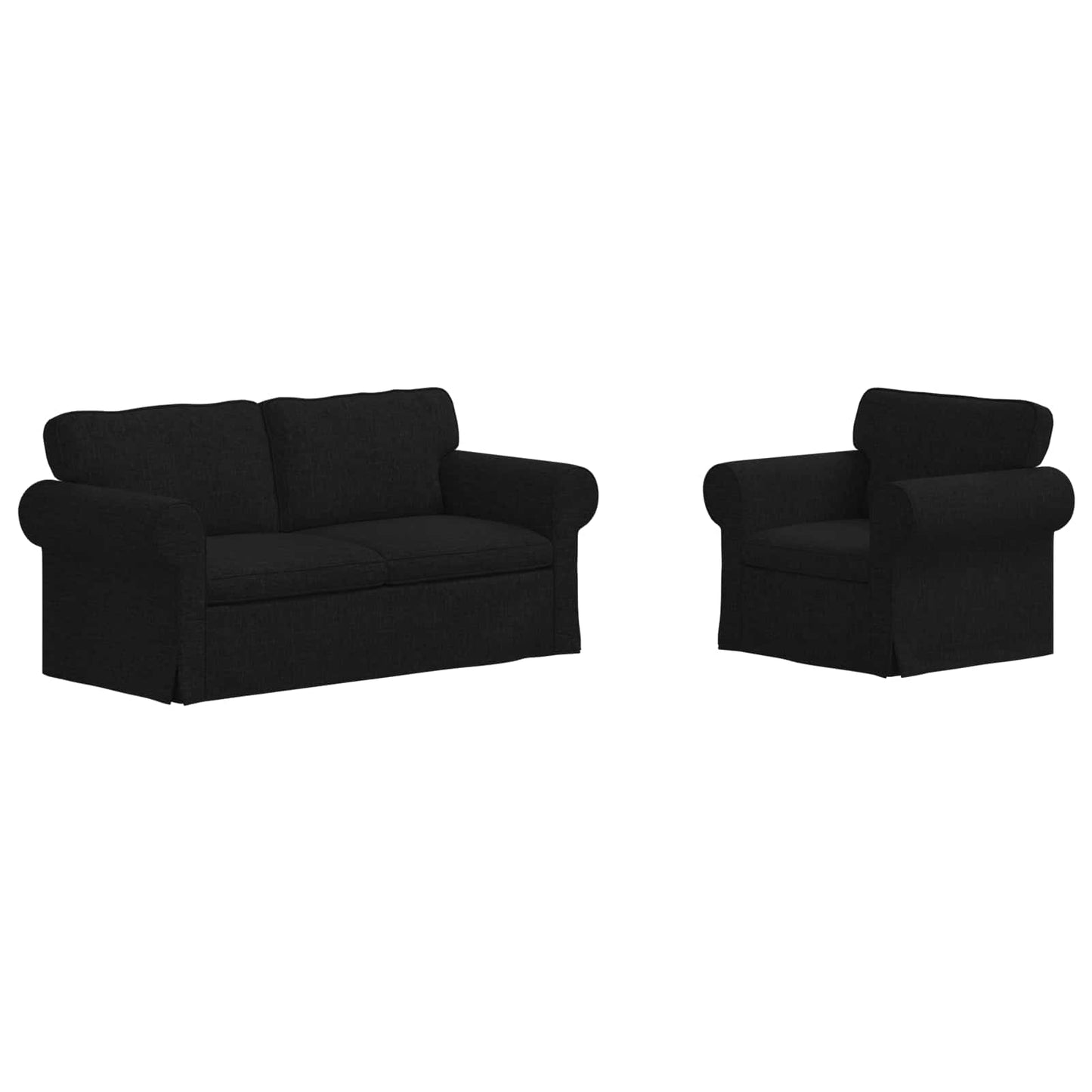 Kanapé Szett 2 pcs Fekete 175 x 82 x 80 cm szövet