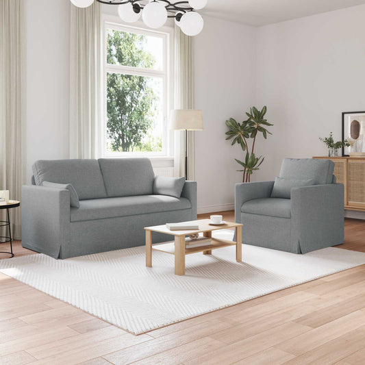 Kanapé Szett 2 pcs Világosszürke 158 x 78 x 80 cm szövet