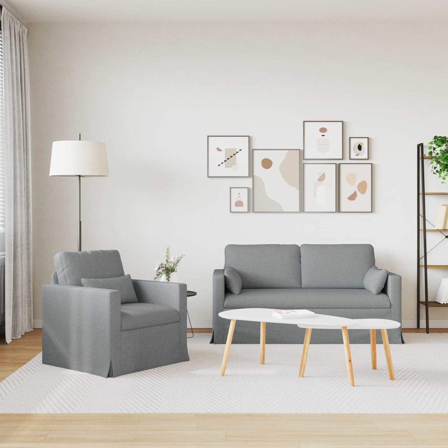 Kanapé Szett 2 pcs Világosszürke 158 x 78 x 80 cm szövet