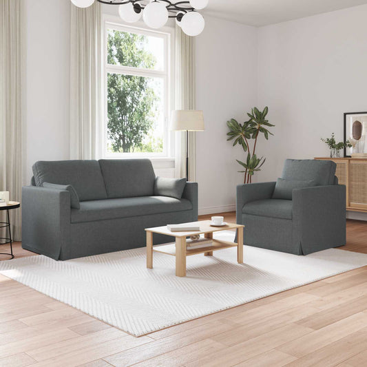 Kanapé Szett 2 pcs Sötétszürke 158 x 78 x 80 cm szövet