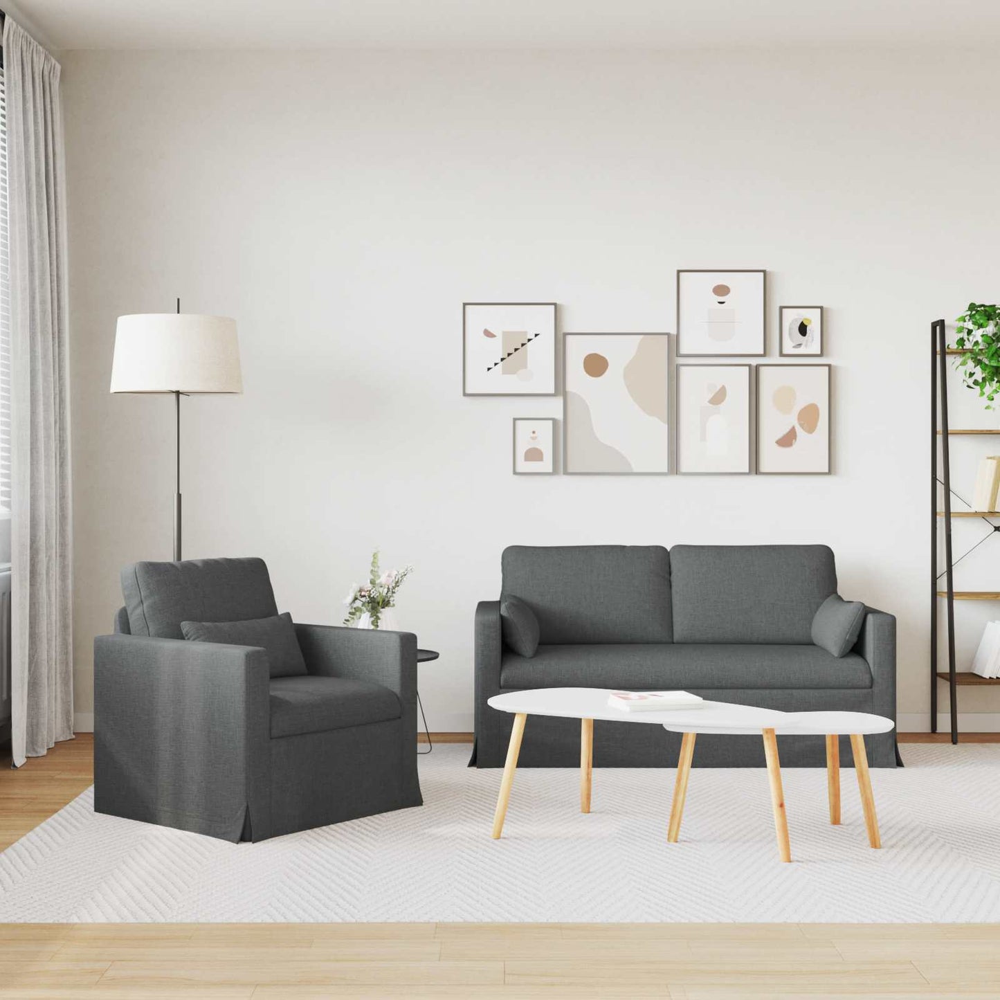 Kanapé Szett 2 pcs Sötétszürke 158 x 78 x 80 cm szövet