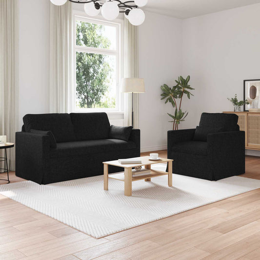 Kanapé Szett 2 pcs Fekete 158 x 78 x 80 cm szövet