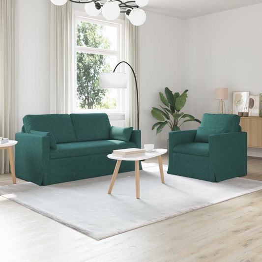 Kanapé Szett 2 pcs Sötétzöld 158 x 78 x 80 cm szövet