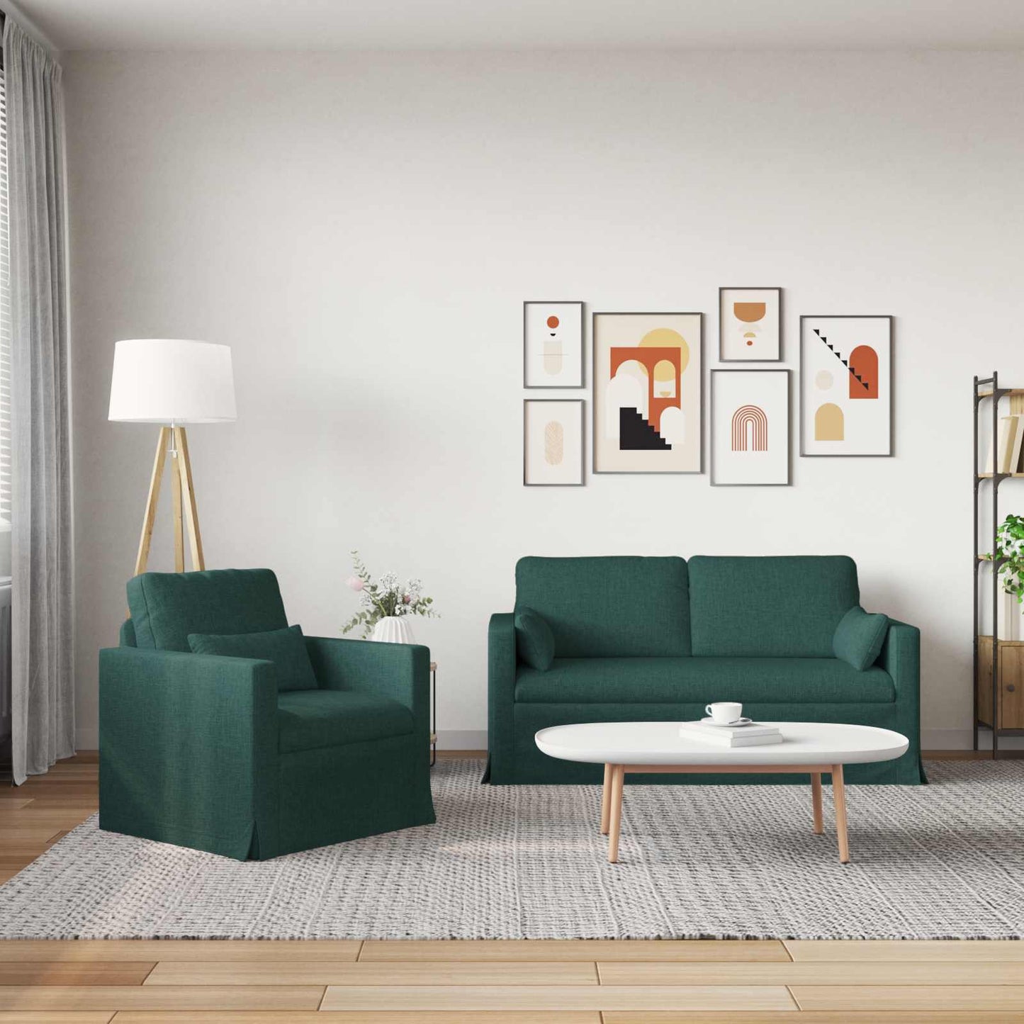 Kanapé Szett 2 pcs Sötétzöld 158 x 78 x 80 cm szövet