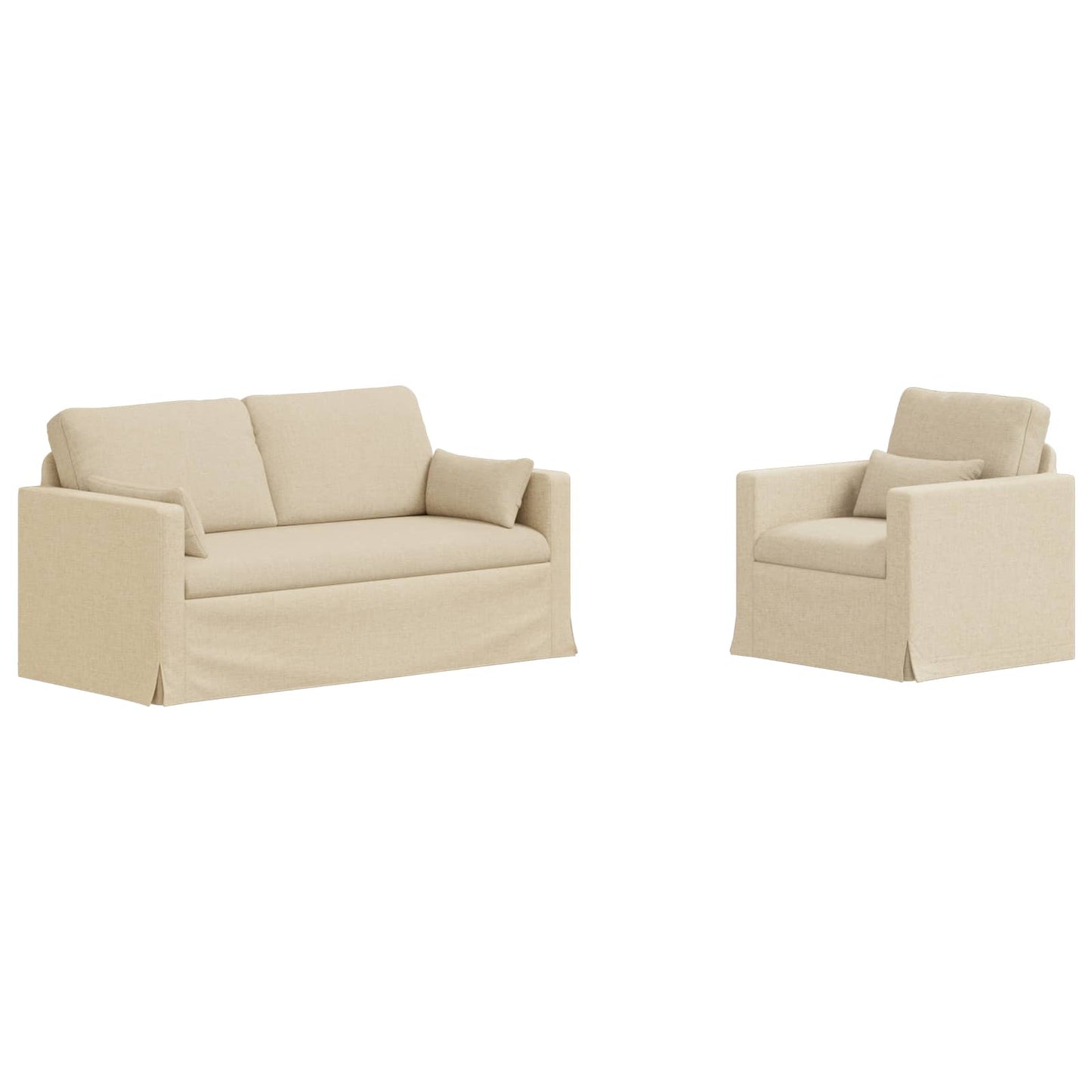 Kanapé Szett 2 pcs Krém 158 x 78 x 80 cm szövet