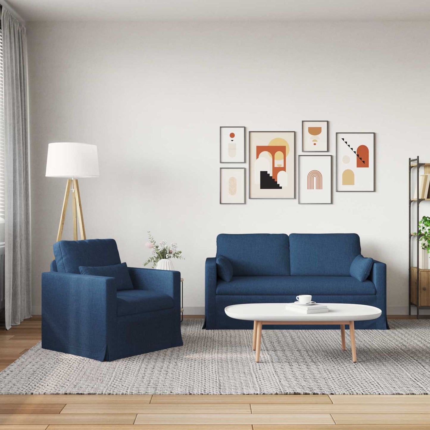 Kanapé Szett 2 pcs Kék 158 x 78 x 80 cm szövet