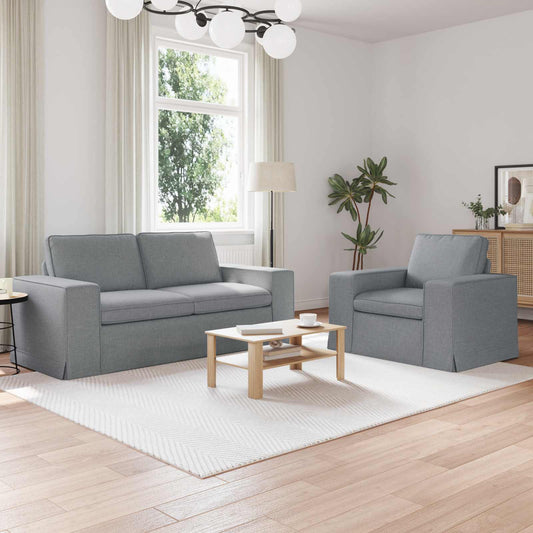 Kanapé Szett 2 pcs Világosszürke 182 x 80 x 82 cm szövet