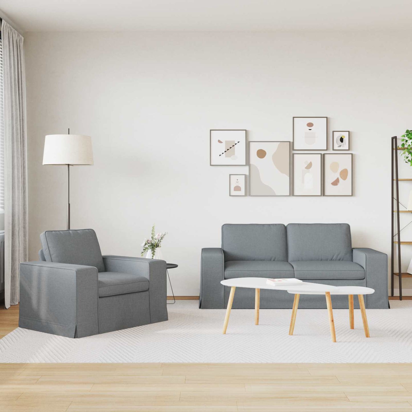 Kanapé Szett 2 pcs Világosszürke 182 x 80 x 82 cm szövet