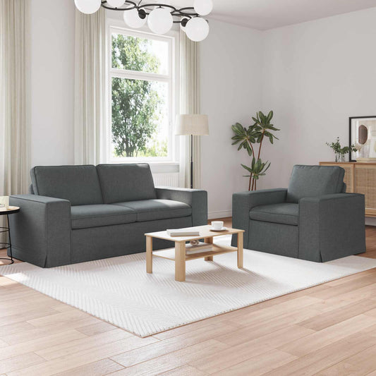 Kanapé Szett 2 pcs Sötétszürke 182 x 80 x 82 cm szövet