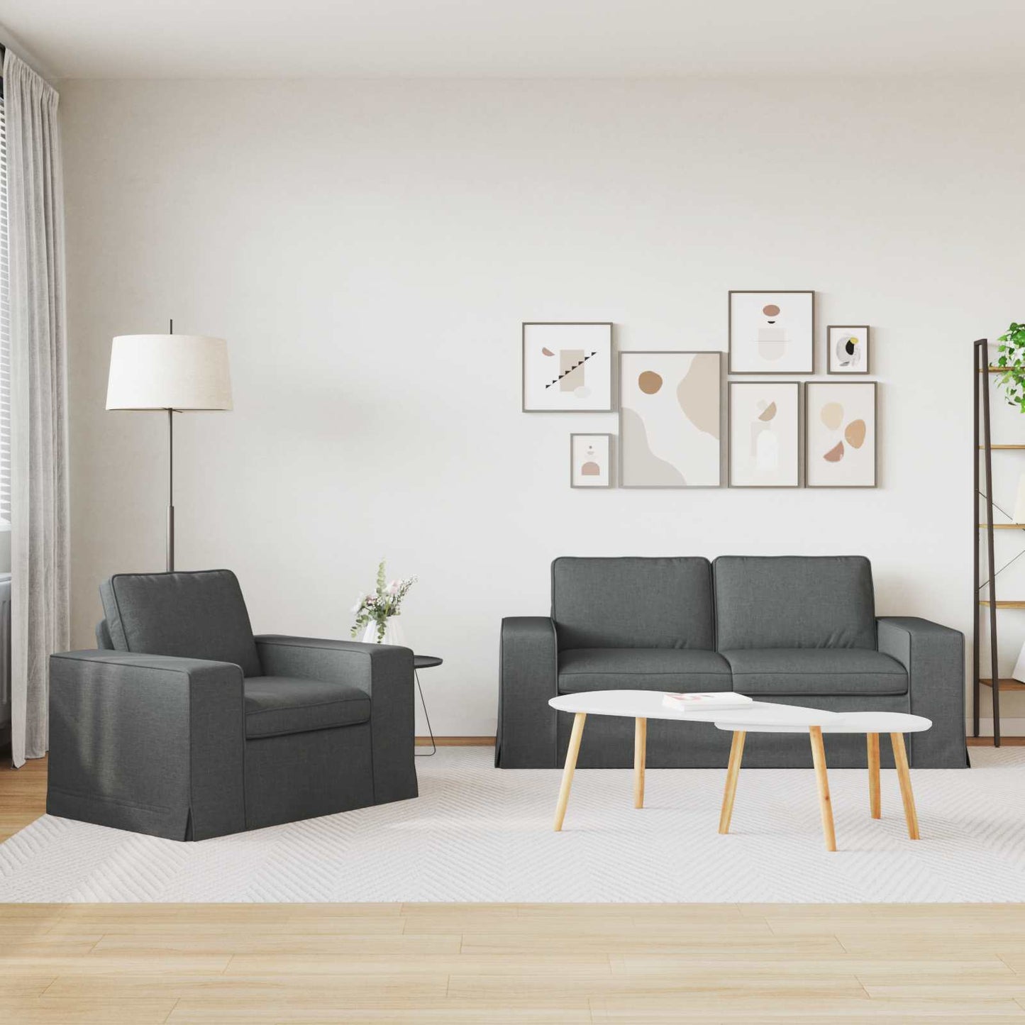Kanapé Szett 2 pcs Sötétszürke 182 x 80 x 82 cm szövet