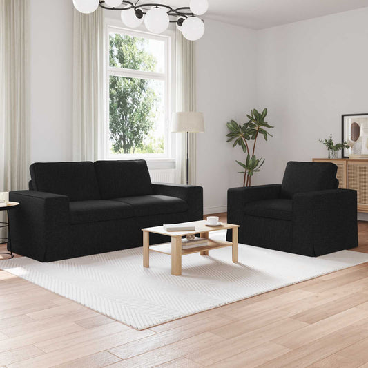 Kanapé Szett 2 pcs Fekete 182 x 80 x 82 cm szövet