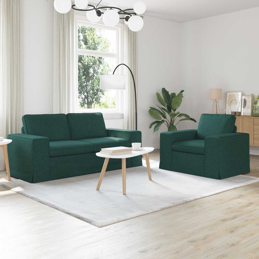 Kanapé Szett 2 pcs Sötétzöld 182 x 80 x 82 cm szövet