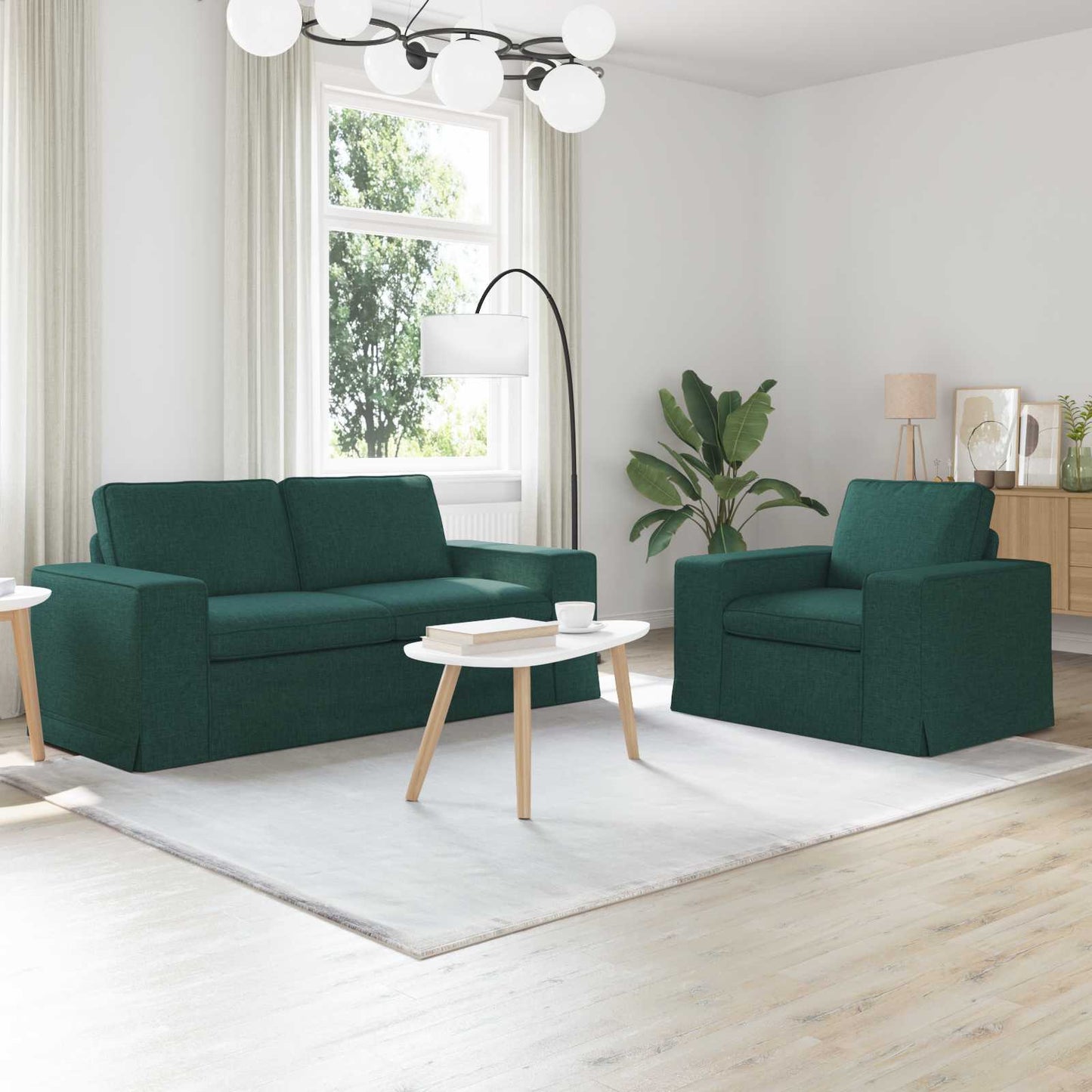 Kanapé Szett 2 pcs Sötétzöld 182 x 80 x 82 cm szövet