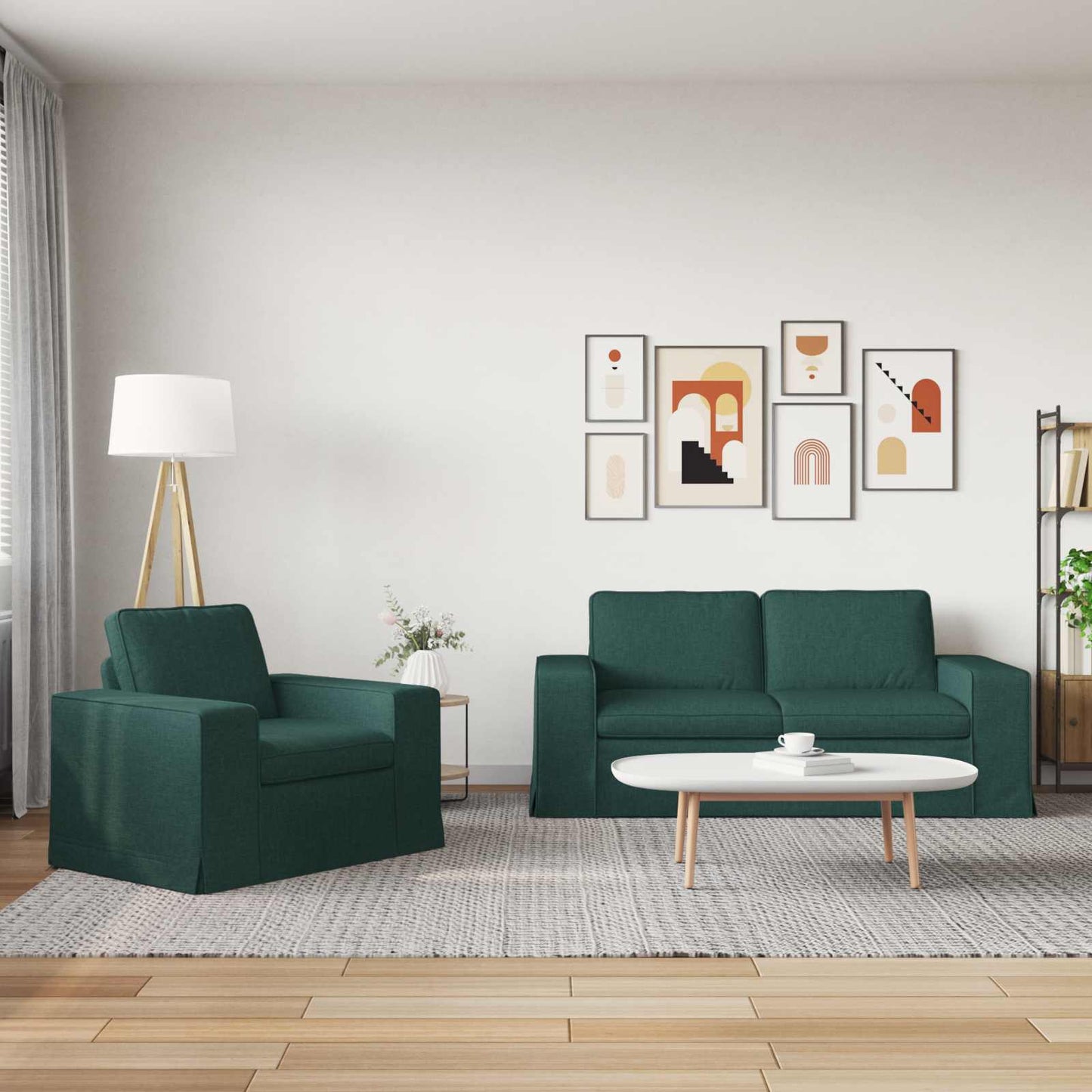 Kanapé Szett 2 pcs Sötétzöld 182 x 80 x 82 cm szövet