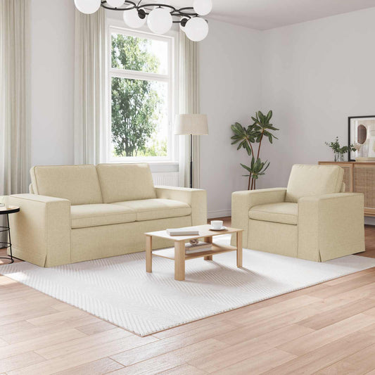 Kanapé Szett 2 pcs Krém 182 x 80 x 82 cm szövet
