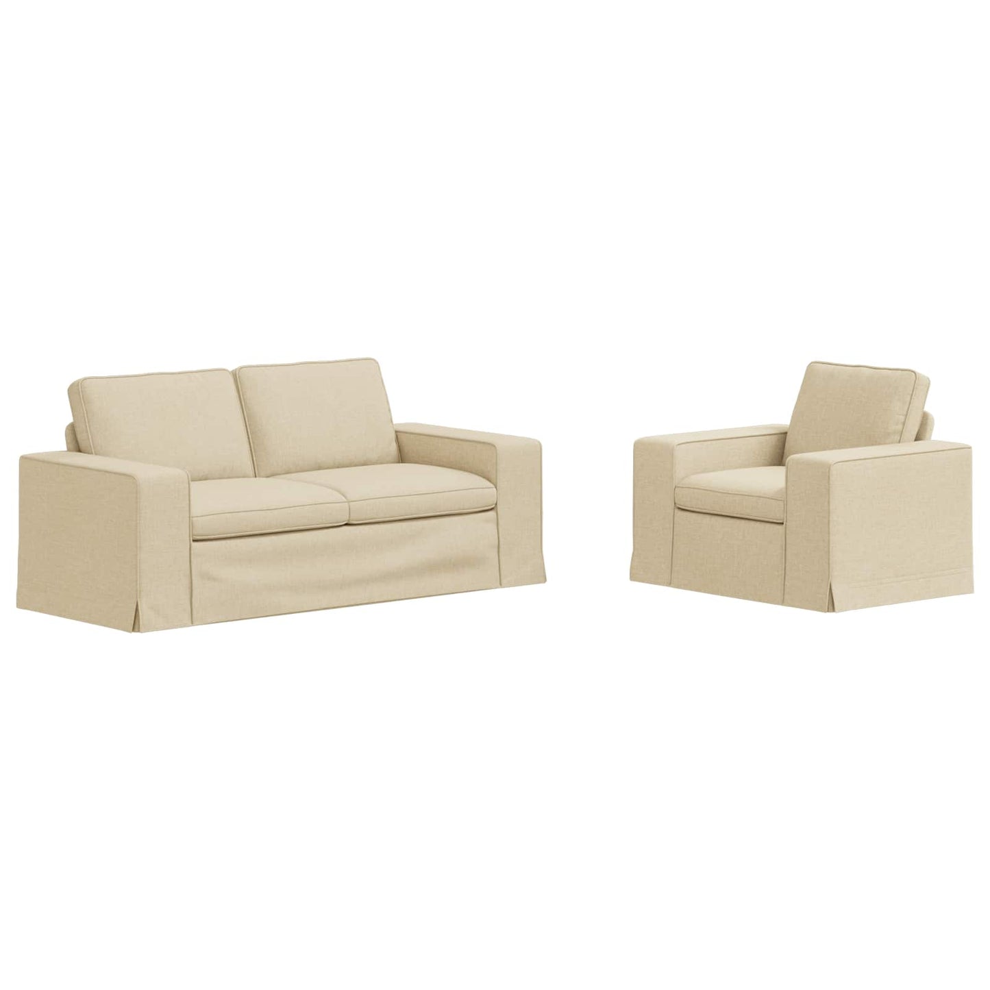 Kanapé Szett 2 pcs Krém 182 x 80 x 82 cm szövet