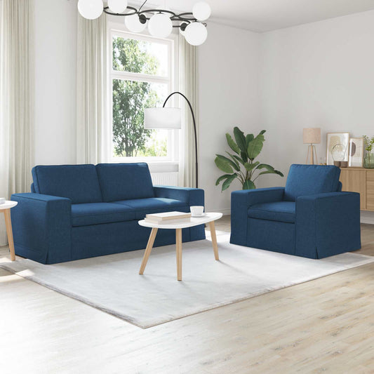 Kanapé Szett 2 pcs Kék 182 x 80 x 82 cm szövet