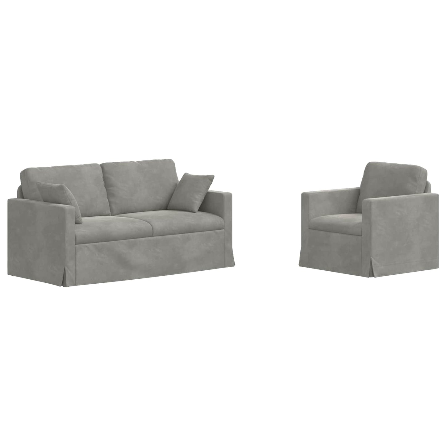 Kanapé Szett 2 pcs Világosszürke 158 x 78 x 80 cm Bársony