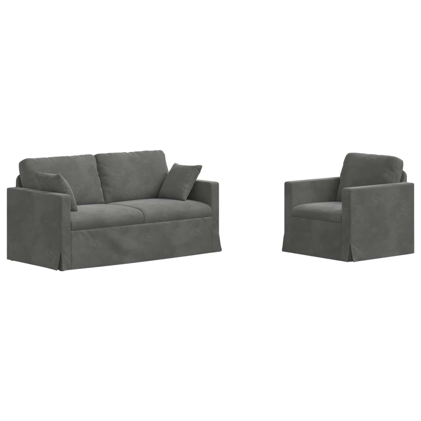 Kanapé Szett 2 pcs Sötétszürke 158 x 78 x 80 cm Bársony