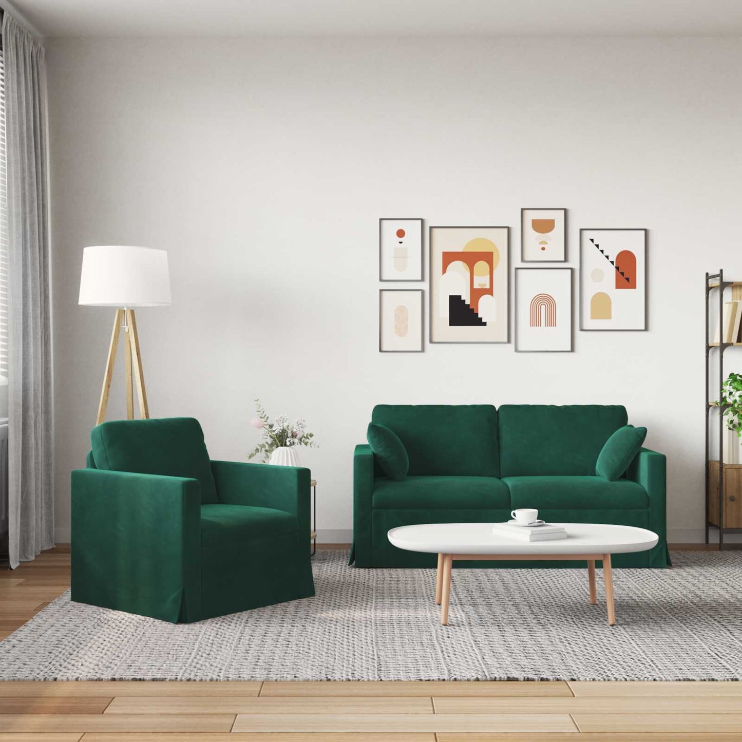 Kanapé Szett 2 pcs Sötétzöld 158 x 78 x 80 cm Bársony