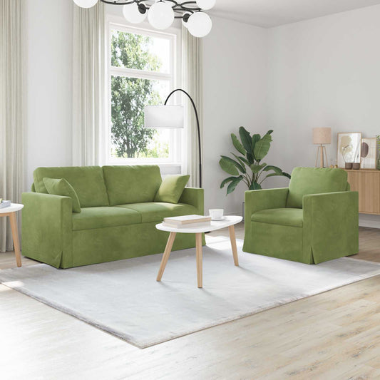 Kanapé Szett 2 pcs Világos zöld 158 x 78 x 80 cm Bársony