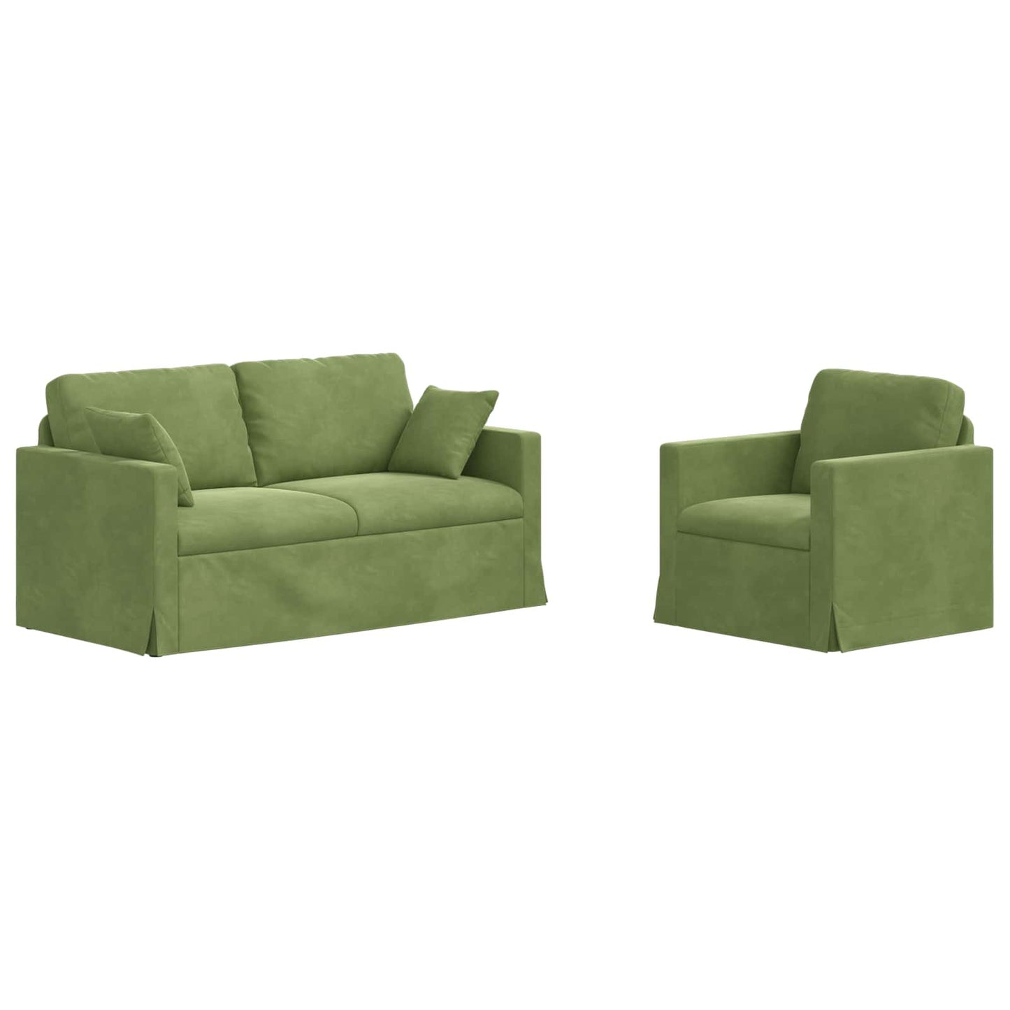 Kanapé Szett 2 pcs Világos zöld 158 x 78 x 80 cm Bársony