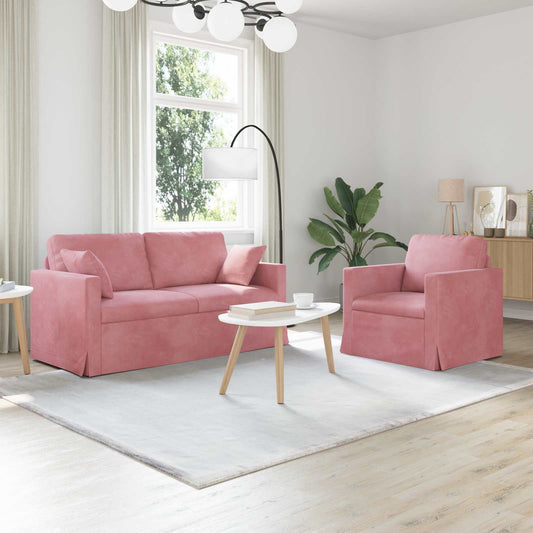 Kanapé Szett 2 pcs Rózsaszín 158 x 78 x 80 cm Bársony