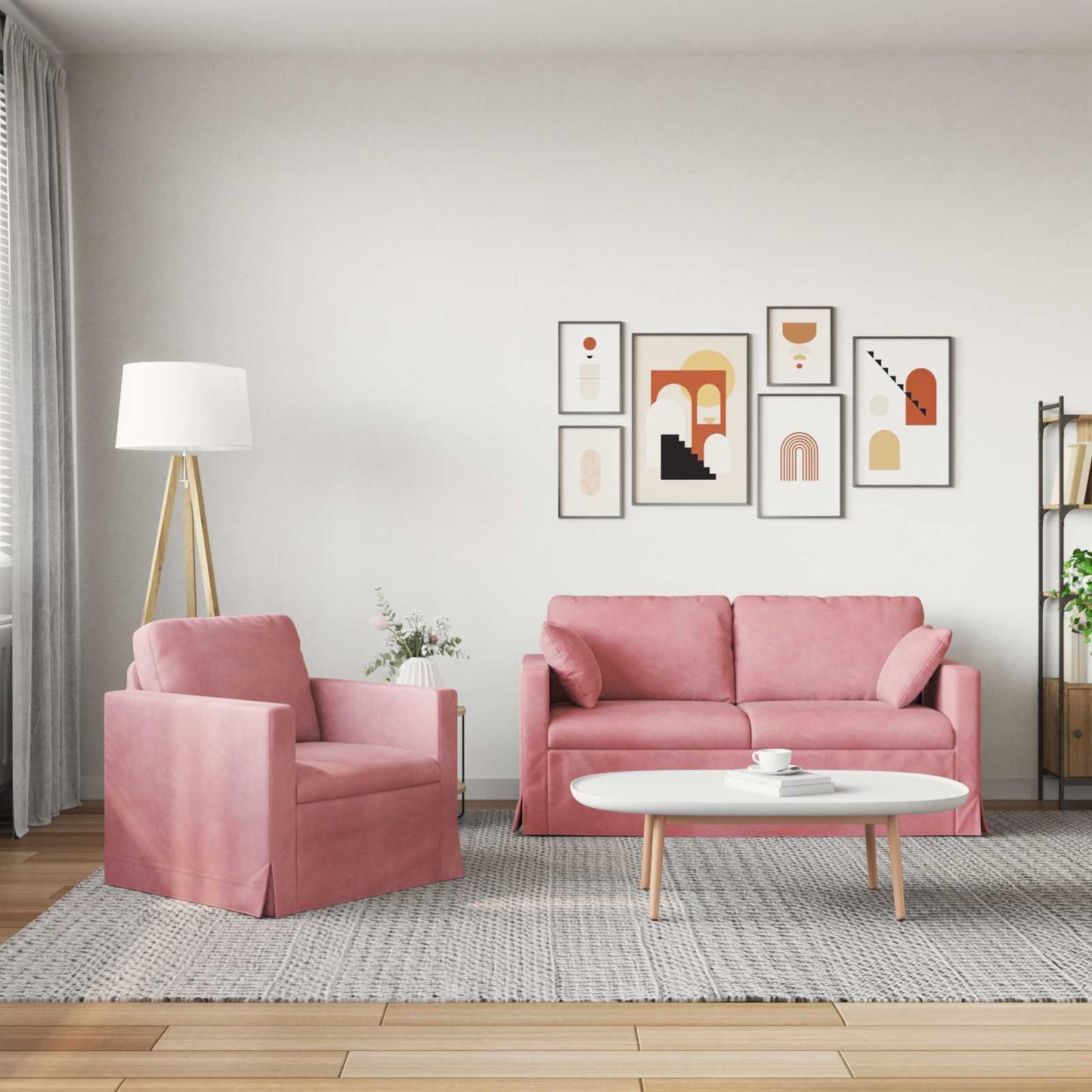 Kanapé Szett 2 pcs Rózsaszín 158 x 78 x 80 cm Bársony