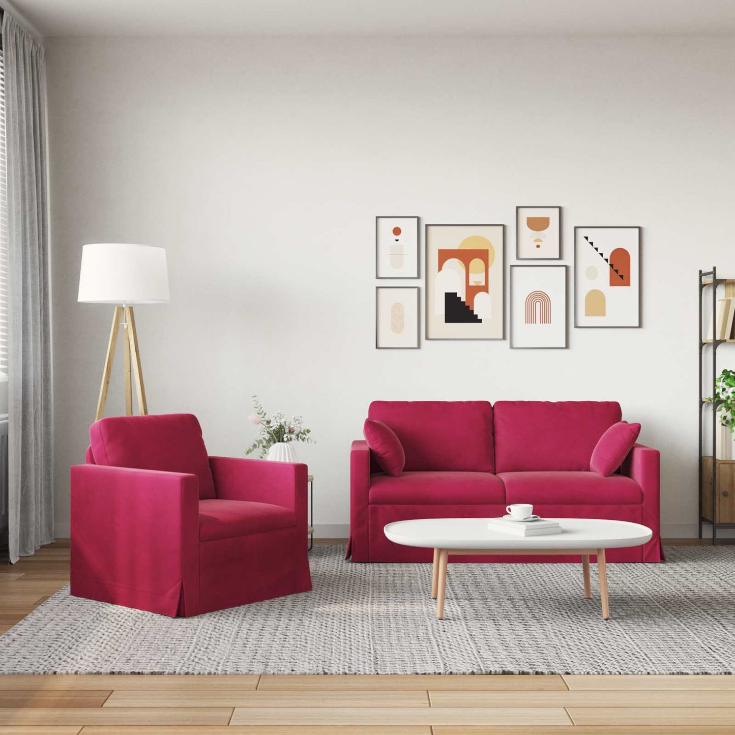 Kanapé Szett 2 pcs Bordó 158 x 78 x 80 cm Bársony