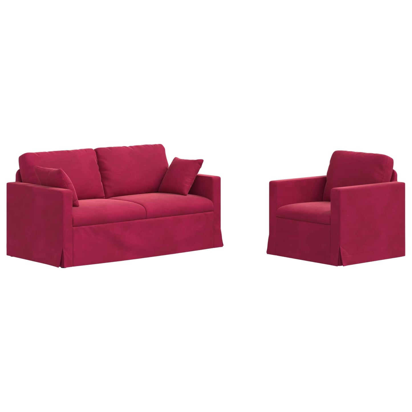 Kanapé Szett 2 pcs Bordó 158 x 78 x 80 cm Bársony