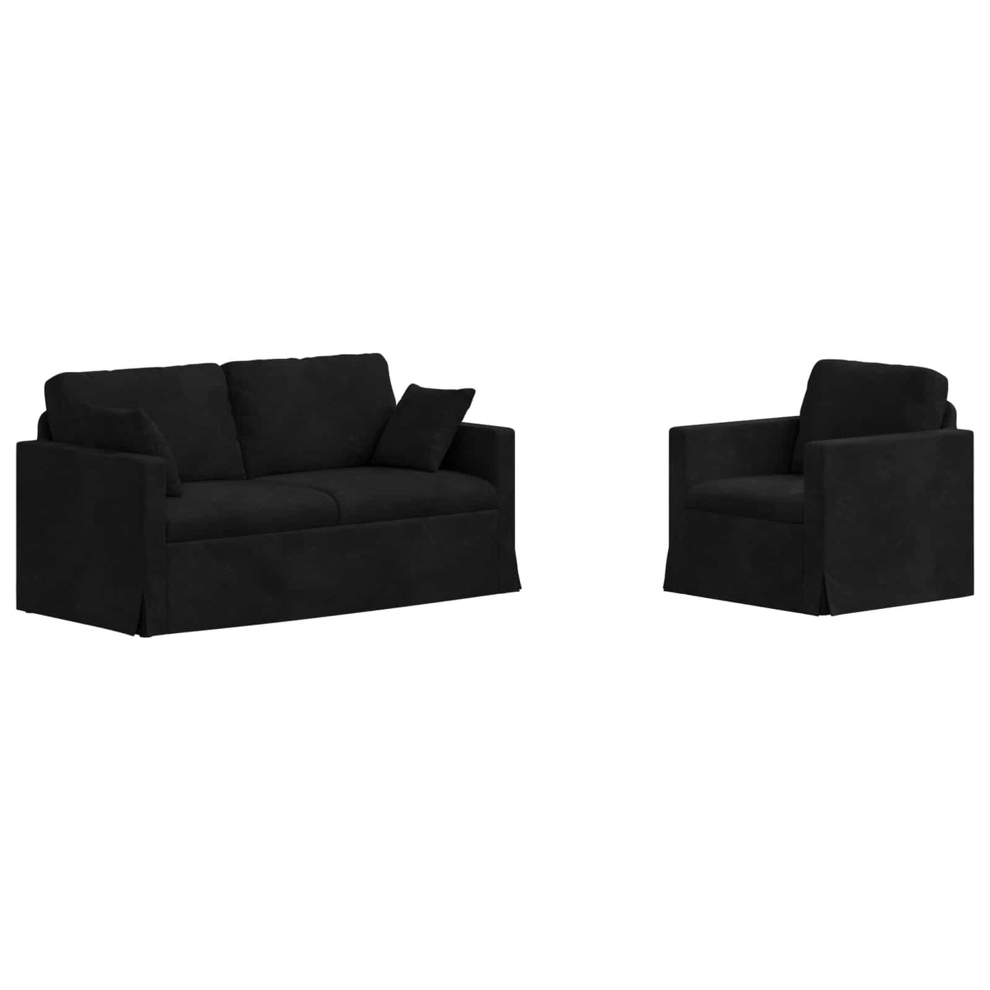 Kanapé Szett 2 pcs Fekete 158 x 78 x 80 cm Bársony