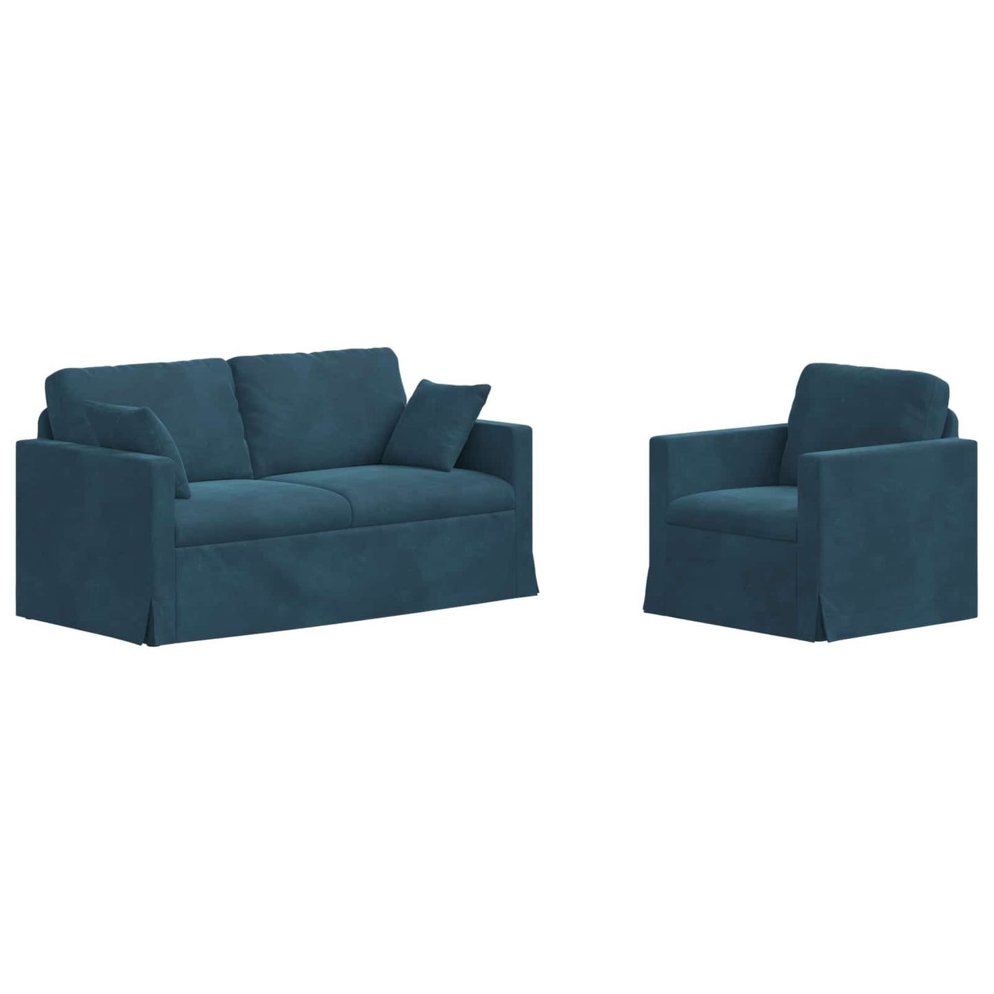 Kanapé Szett 2 pcs Kék 158 x 78 x 80 cm Bársony