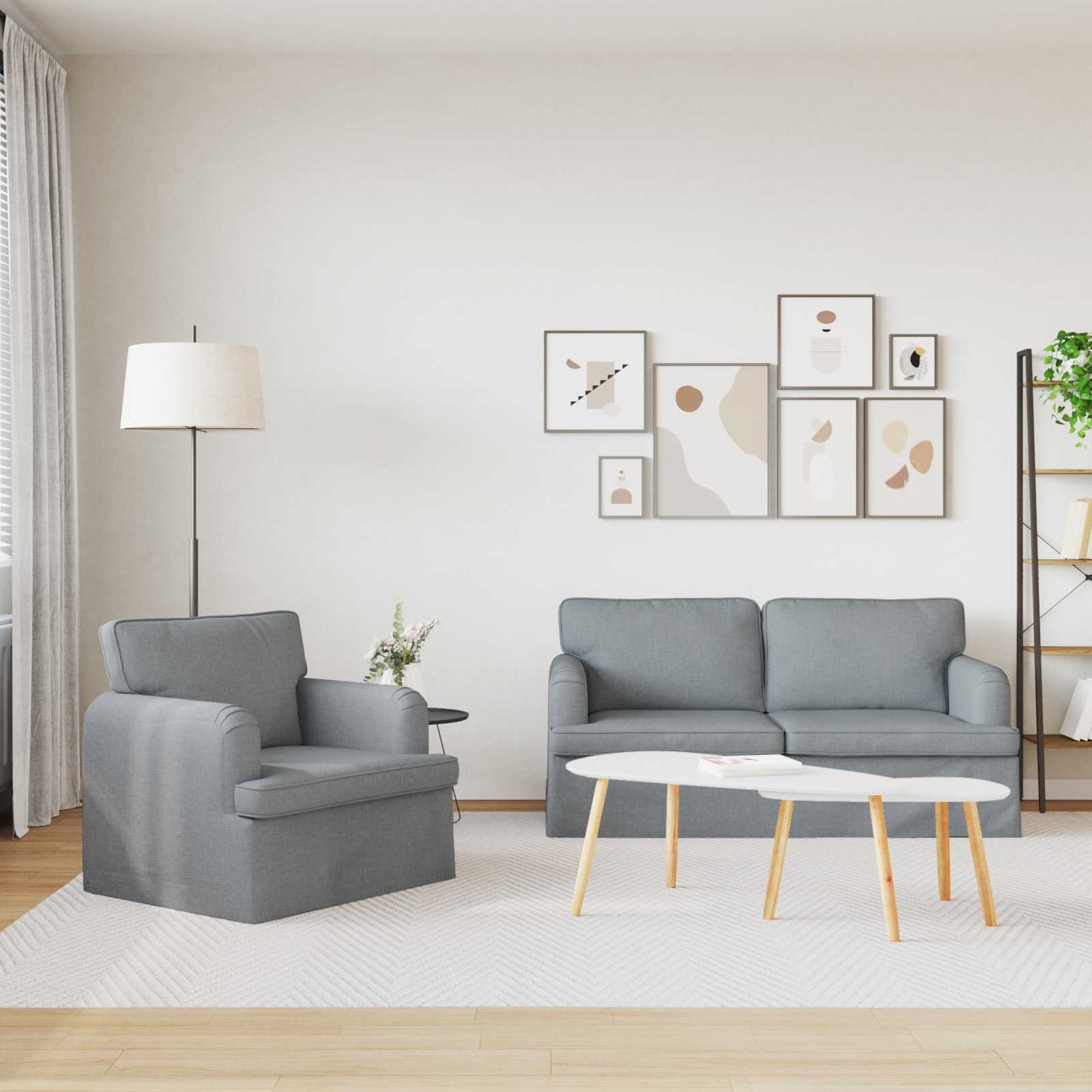Kanapé Szett 2 pcs Világosszürke 162 x 80 x 85 cm szövet