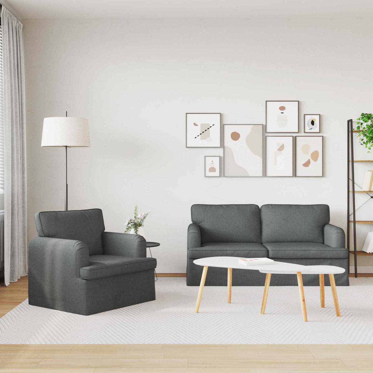 Kanapé Szett 2 pcs Sötétszürke 162 x 80 x 85 cm szövet
