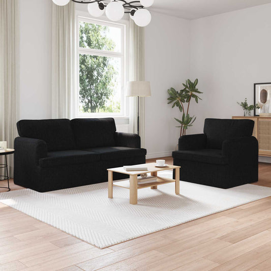 Kanapé Szett 2 pcs Fekete 162 x 80 x 85 cm szövet