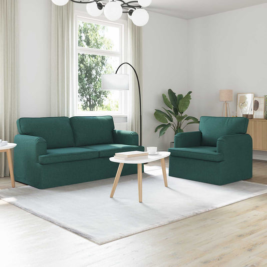 Kanapé Szett 2 pcs Sötétzöld 162 x 80 x 85 cm szövet