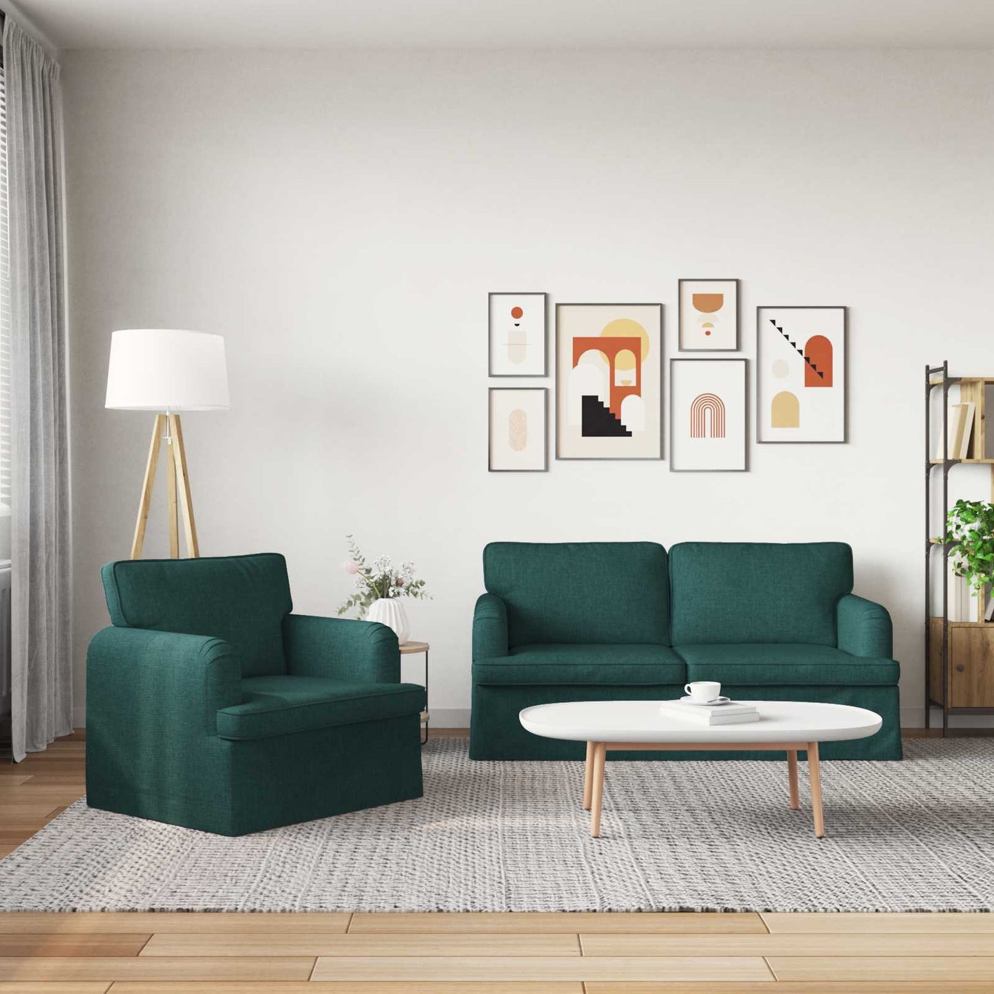 Kanapé Szett 2 pcs Sötétzöld 162 x 80 x 85 cm szövet